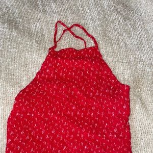 Cropped red patterned top